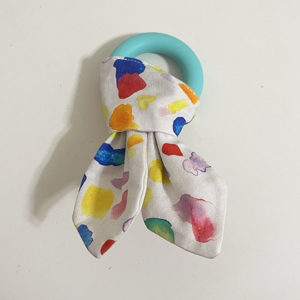 Lovevery Toy Teether Crinkle Ring Baby Activity Gym Replacement Watercolors